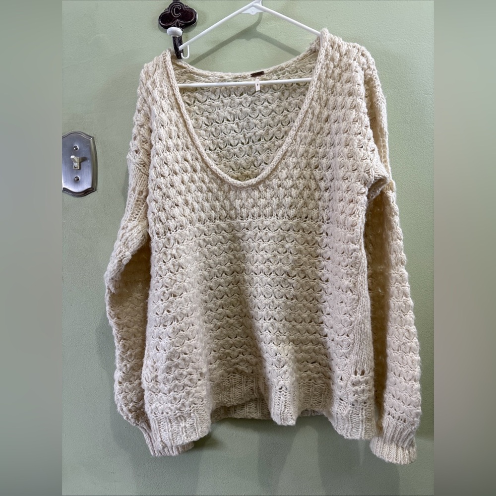 Free People Crashing Waves Pullover Sweater Mint Size Small Oversized